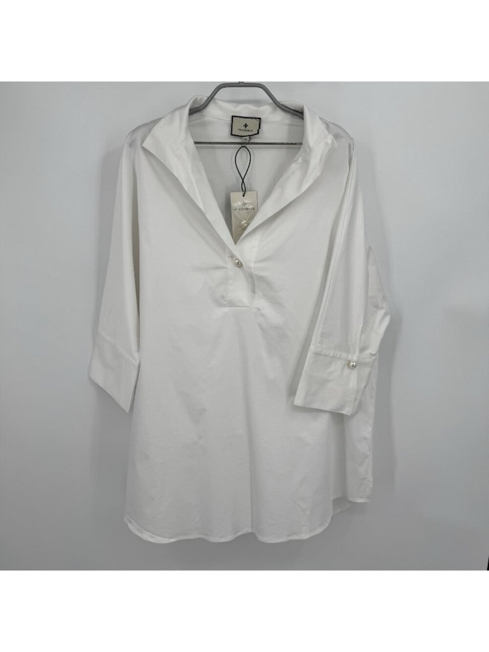 Tuckernuck White Willow Blouse XL Oversized Collared Cotton Stretch Poplin Top